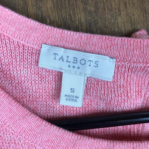 Talbots Womens Blouse Pink Knit Top Short Sleeve Round Neck Keyhole Back Small - Picture 4 of 10